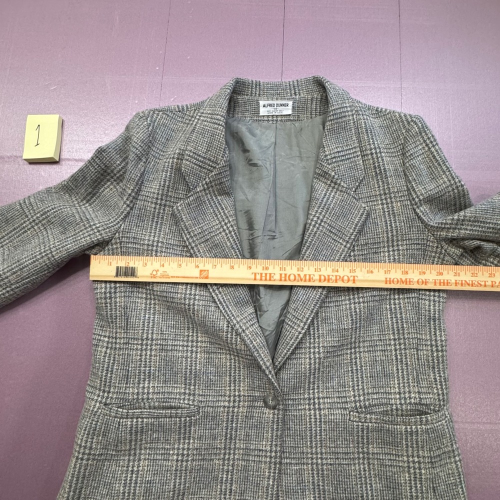 Alfred Dunner Women Plaid Blazer Size 14 Wool Blend Classic Professional Office - Picture 3 of 11